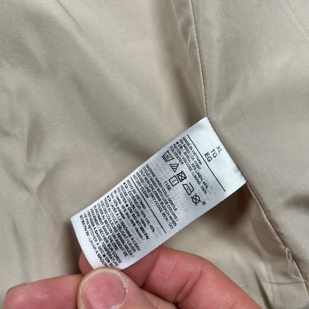 Old Navy Blazer Womens XL Linen Blend Taylor Fitted Rayon Beige Wheat Career - Picture 5 of 10